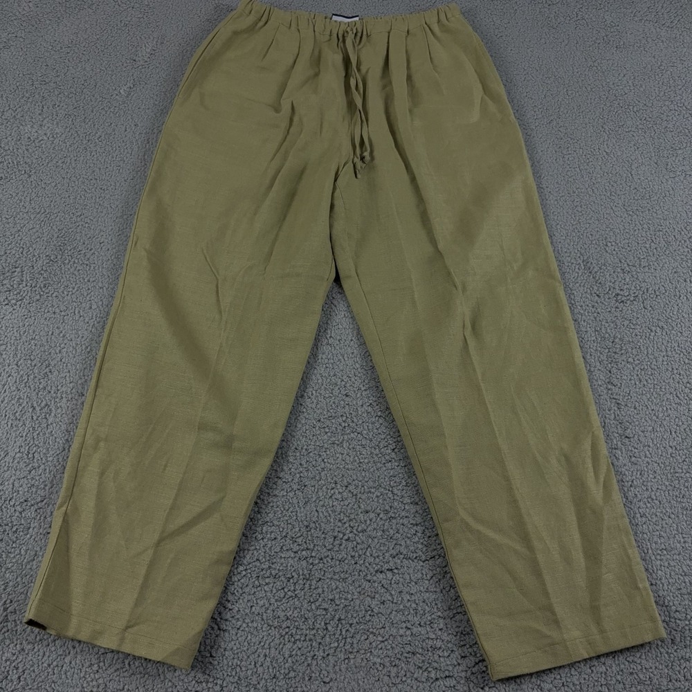 Liz Claiborne Pants Womens Large Beige Sport Straight Linen Baggy High Rise